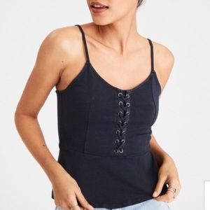 AEO Lace-Up Peplum Tank